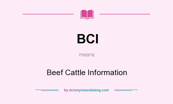 What does BCI mean? It stands for Beef Cattle Information