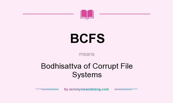 What does BCFS mean? It stands for Bodhisattva of Corrupt File Systems