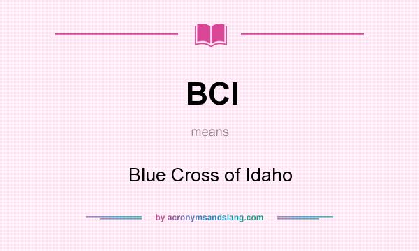 What does BCI mean? It stands for Blue Cross of Idaho
