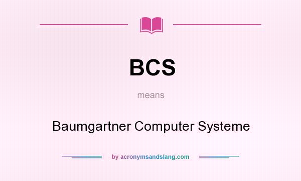 What does BCS mean? It stands for Baumgartner Computer Systeme