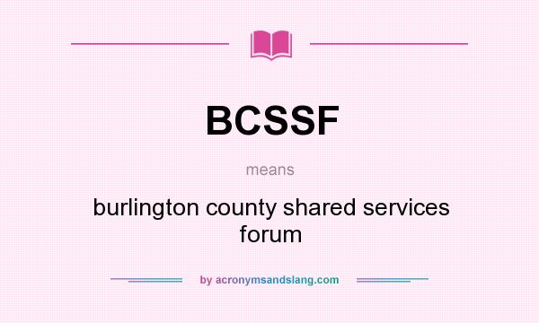 What does BCSSF mean? It stands for burlington county shared services forum