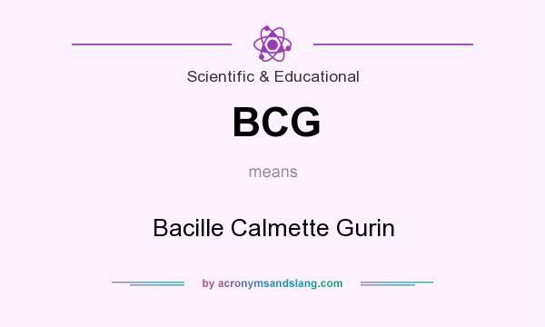 What does BCG mean? It stands for Bacille Calmette Gurin