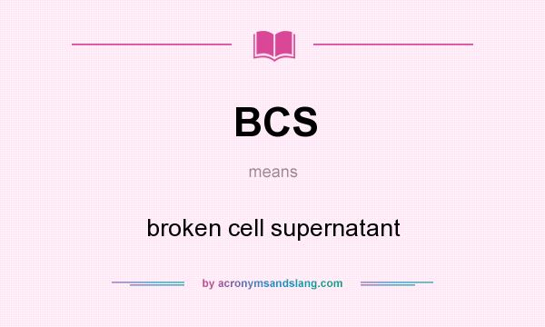 What does BCS mean? It stands for broken cell supernatant