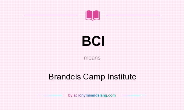 What does BCI mean? It stands for Brandeis Camp Institute
