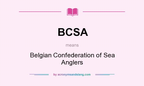 What does BCSA mean? It stands for Belgian Confederation of Sea Anglers