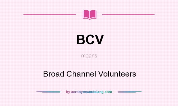 What does BCV mean? It stands for Broad Channel Volunteers
