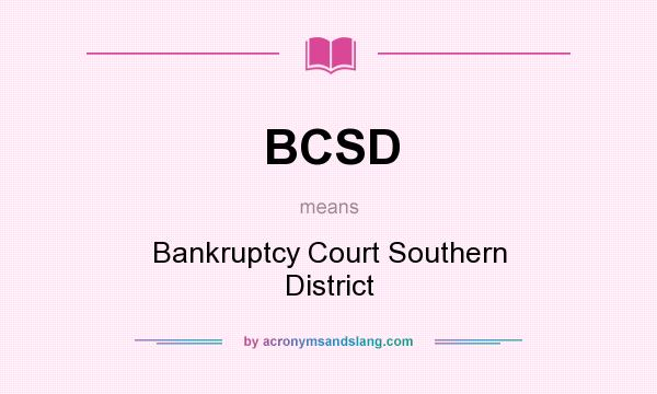 What does BCSD mean? It stands for Bankruptcy Court Southern District