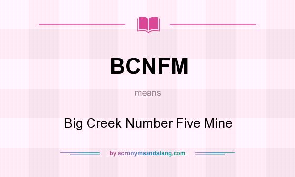 What does BCNFM mean? It stands for Big Creek Number Five Mine