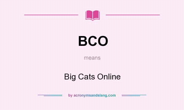 What does BCO mean? It stands for Big Cats Online
