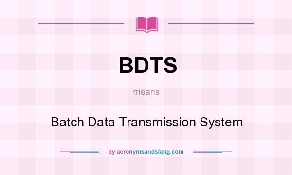 What does BDTS mean? It stands for Batch Data Transmission System