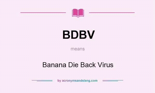 What does BDBV mean? It stands for Banana Die Back Virus