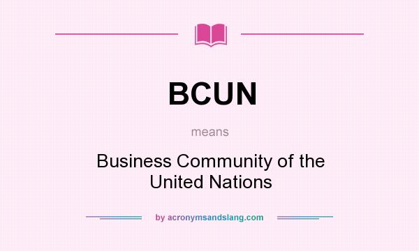 What does BCUN mean? It stands for Business Community of the United Nations