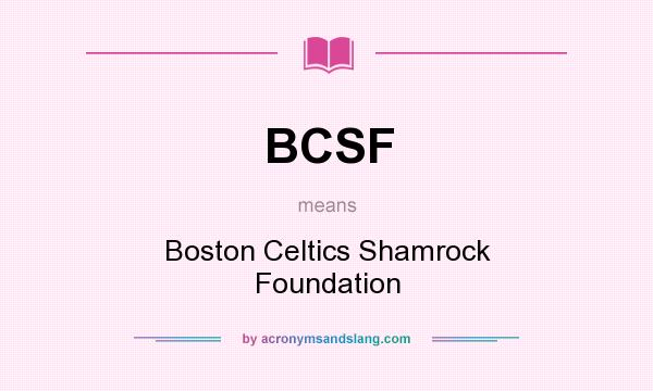 What does BCSF mean? It stands for Boston Celtics Shamrock Foundation