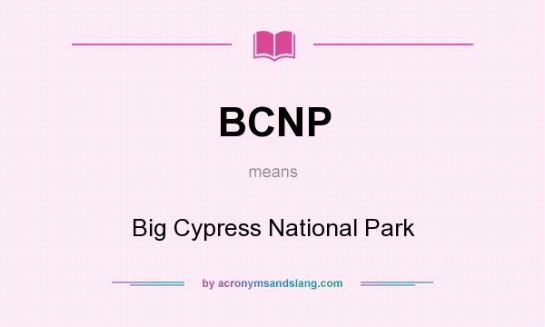 What does BCNP mean? It stands for Big Cypress National Park