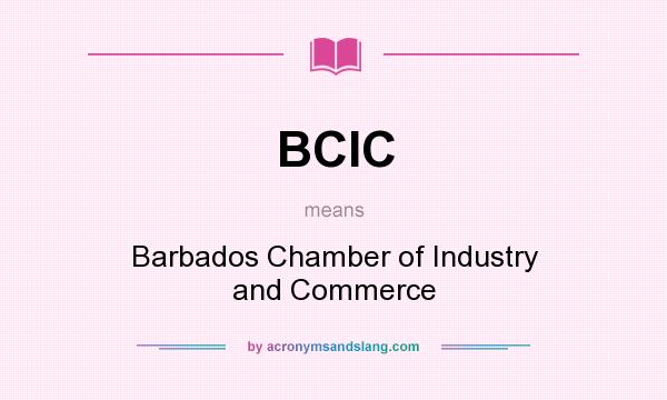 What does BCIC mean? It stands for Barbados Chamber of Industry and Commerce