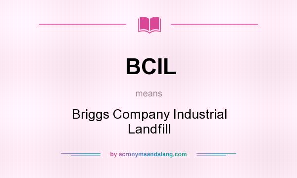 What does BCIL mean? It stands for Briggs Company Industrial Landfill