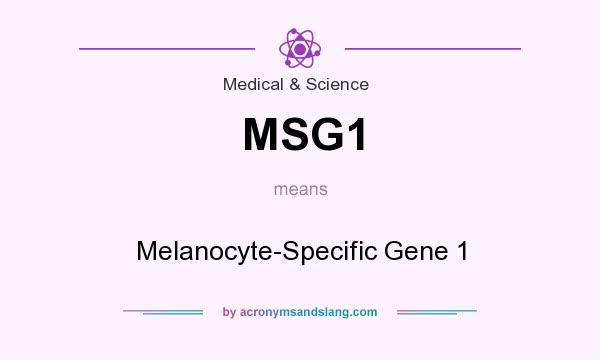 What does MSG1 mean? It stands for Melanocyte-Specific Gene 1