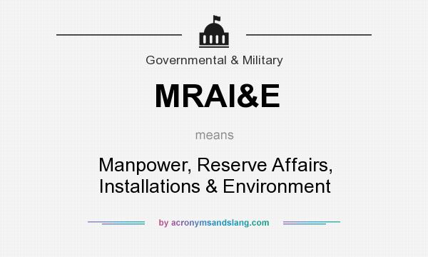 What does MRAI&E mean? It stands for Manpower, Reserve Affairs, Installations & Environment