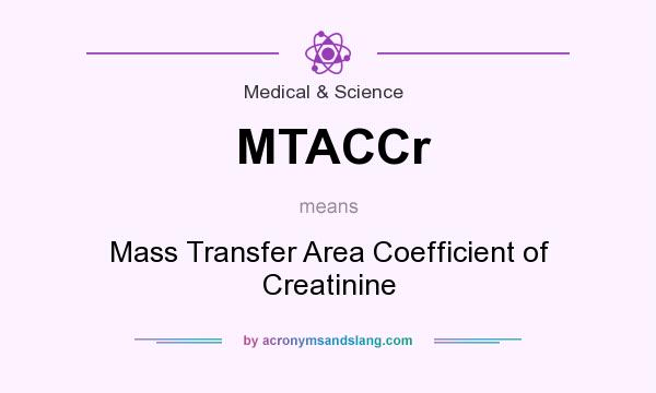 What does MTACCr mean? It stands for Mass Transfer Area Coefficient of Creatinine