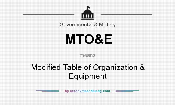 What does MTO&E mean? It stands for Modified Table of Organization & Equipment