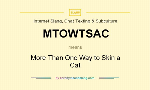 What does MTOWTSAC mean? It stands for More Than One Way to Skin a Cat