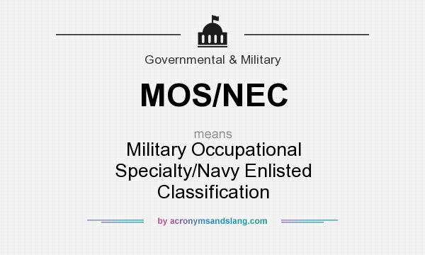 What does MOS/NEC mean? It stands for Military Occupational Specialty/Navy Enlisted Classification