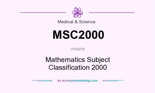 What does MSC2000 mean? It stands for Mathematics Subject Classification 2000