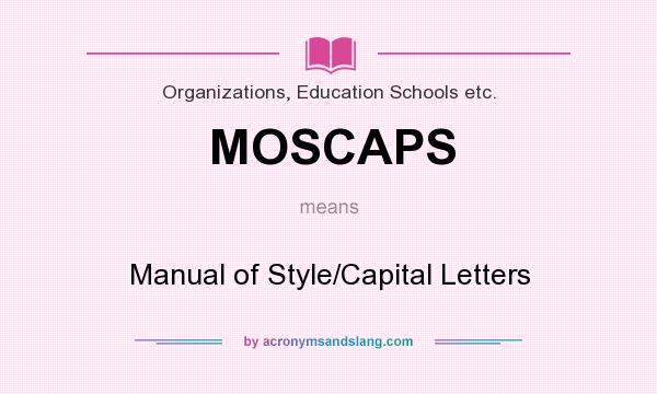 What does MOSCAPS mean? It stands for Manual of Style/Capital Letters