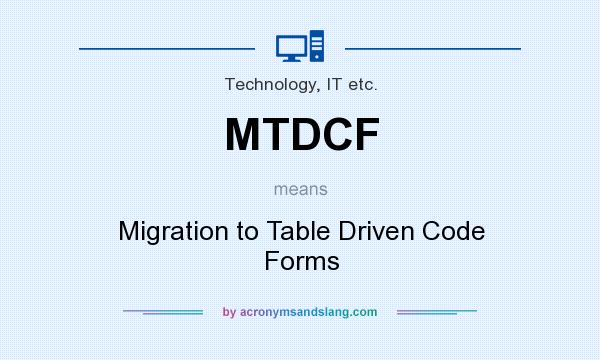 What does MTDCF mean? It stands for Migration to Table Driven Code Forms