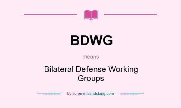 What does BDWG mean? It stands for Bilateral Defense Working Groups