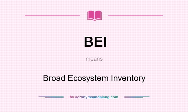 What does BEI mean? It stands for Broad Ecosystem Inventory