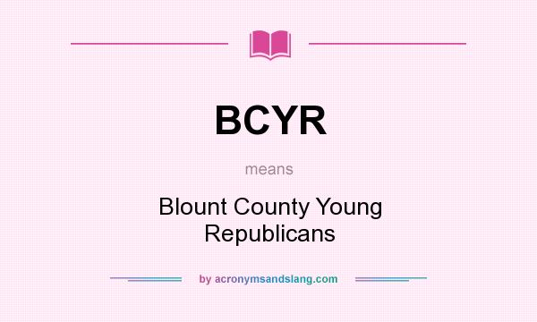 What does BCYR mean? It stands for Blount County Young Republicans