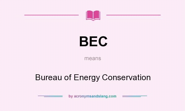What does BEC mean? It stands for Bureau of Energy Conservation
