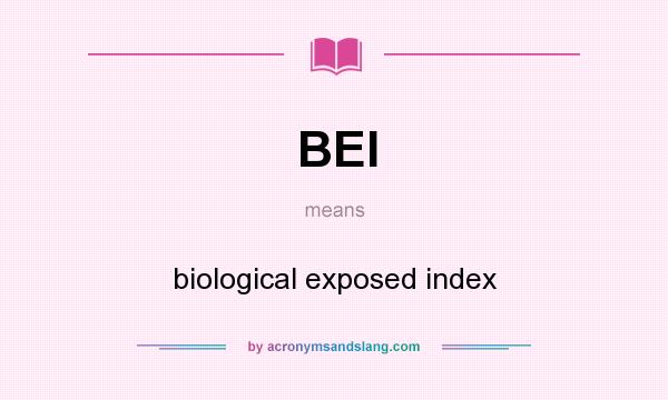 What does BEI mean? It stands for biological exposed index