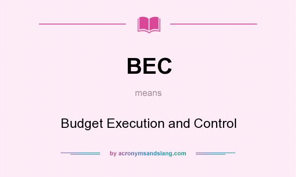 What does BEC mean? It stands for Budget Execution and Control
