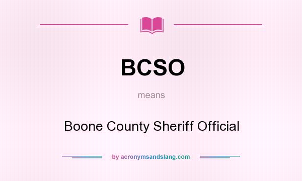 What does BCSO mean? It stands for Boone County Sheriff Official