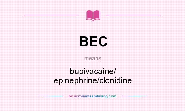 What does BEC mean? It stands for bupivacaine/ epinephrine/clonidine