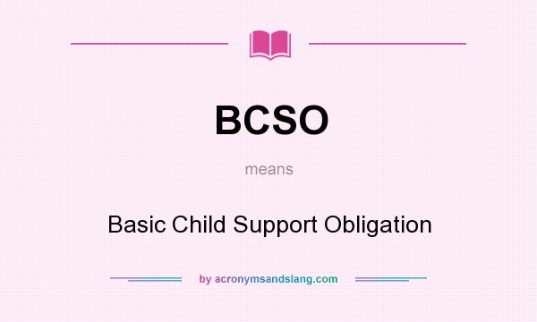 What does BCSO mean? It stands for Basic Child Support Obligation