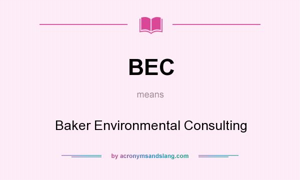 What does BEC mean? It stands for Baker Environmental Consulting
