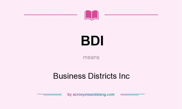 What does BDI mean? It stands for Business Districts Inc