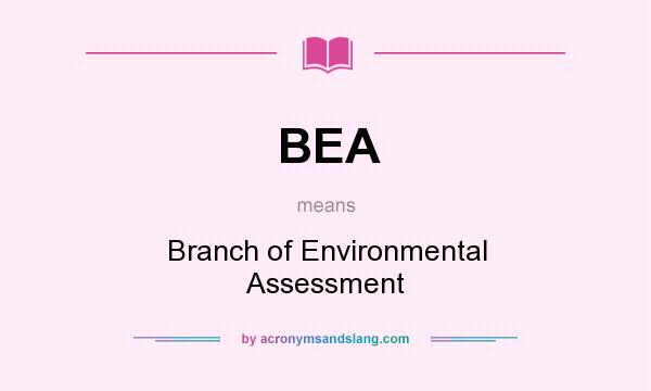 What does BEA mean? It stands for Branch of Environmental Assessment