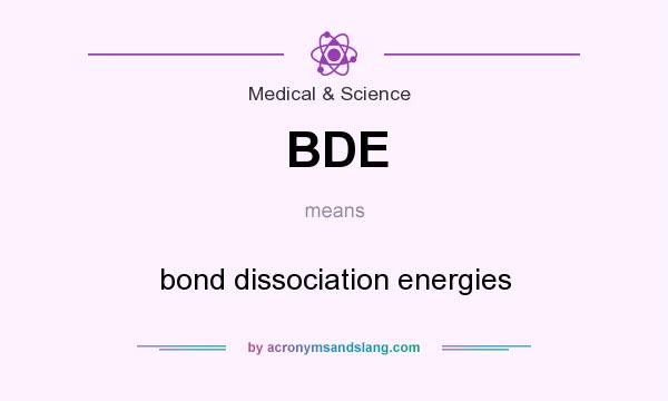 What does BDE mean? It stands for bond dissociation energies