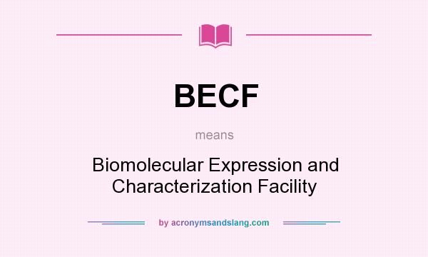 What does BECF mean? It stands for Biomolecular Expression and Characterization Facility