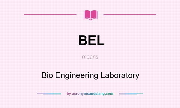 What does BEL mean? It stands for Bio Engineering Laboratory