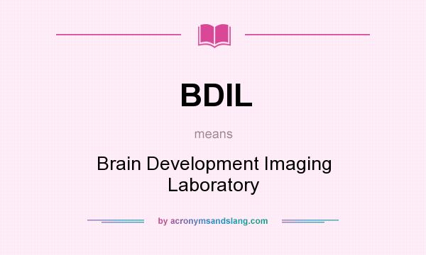 What does BDIL mean? It stands for Brain Development Imaging Laboratory