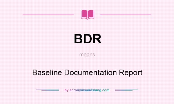 What does BDR mean? It stands for Baseline Documentation Report