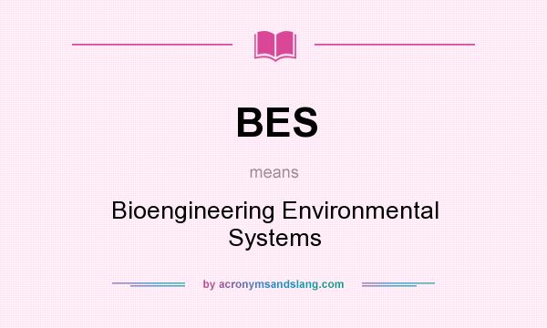What does BES mean? It stands for Bioengineering Environmental Systems