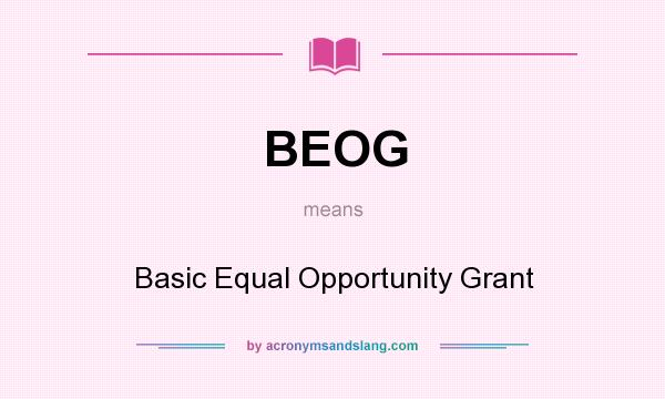 What does BEOG mean? It stands for Basic Equal Opportunity Grant