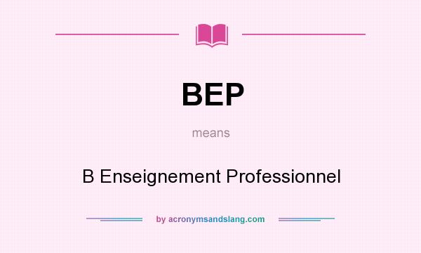 What does BEP mean? It stands for B Enseignement Professionnel