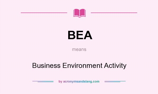 What does BEA mean? It stands for Business Environment Activity